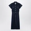 Ganni Blue Midi Dress In Organic Denim In Blue