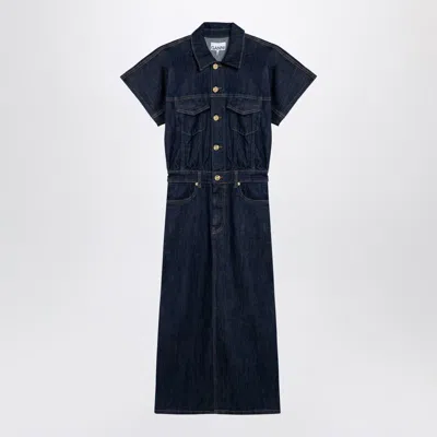 Ganni Midi Dress In Denim In Blue