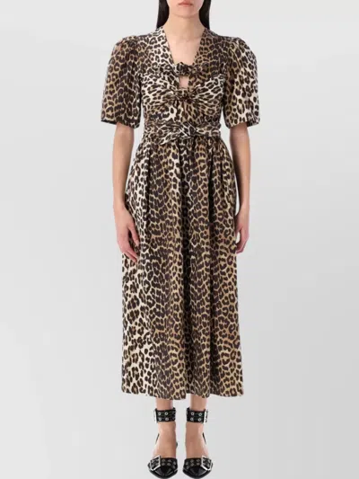 GANNI MIDI DRESS LEO RUBAN