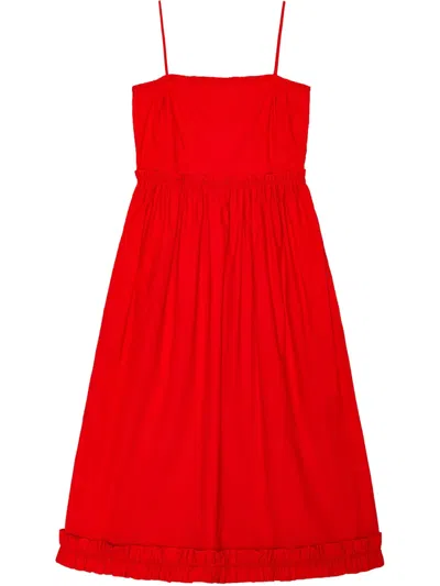 Ganni Midi Dress In Red