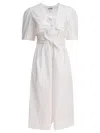 Ganni Midi Dress With Bows Dresses White In White
