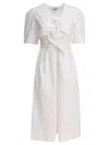 Ganni Midi Dress With Bows Dresses White In White