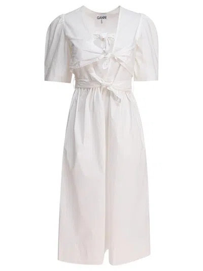 GANNI GANNI MIDI DRESS WITH BOWS