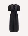 Ganni Belted Bow-embellished Stretch-cotton Poplin Midi Dress In Black