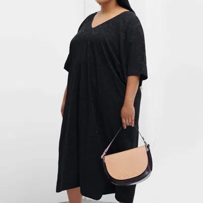 Ganni Midi Jacquard Dress In Black