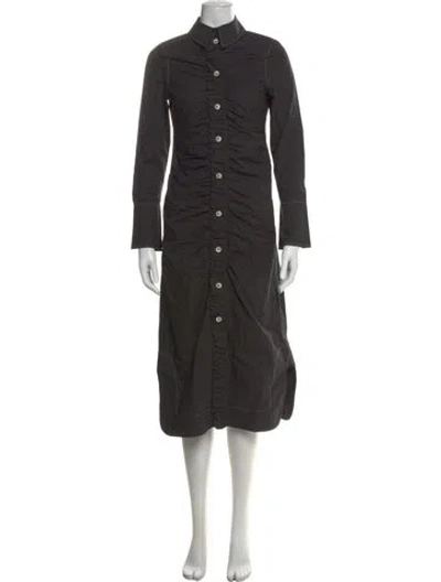 Pre-owned Ganni Midi Length Dress In Black