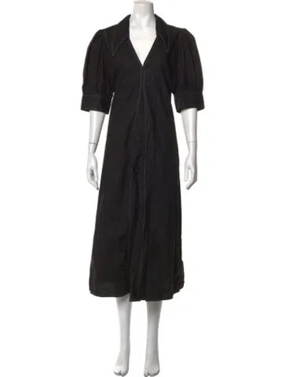 Pre-owned Ganni Midi Length Dress In Black
