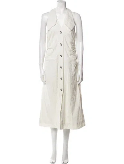 Pre-owned Ganni Midi Length Dress In Yellow