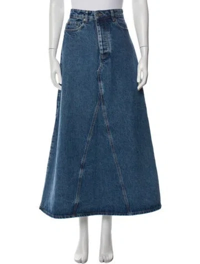 Pre-owned Ganni Midi Length Skirt In Blue