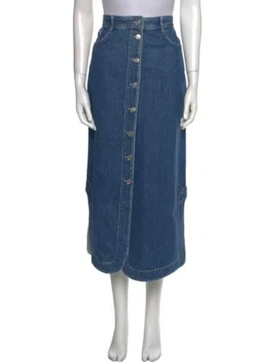 Pre-owned Ganni Midi Length Skirt In Blue