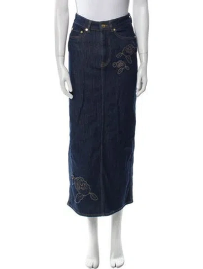 Pre-owned Ganni Midi Length Skirt In Blue