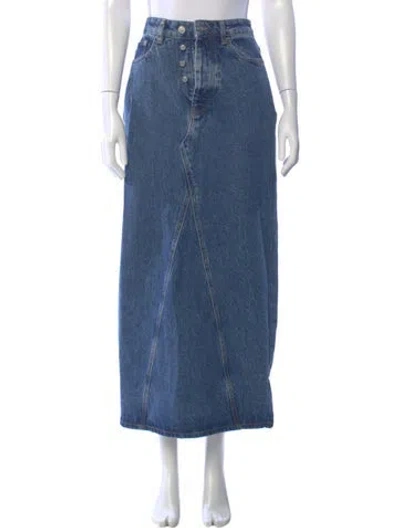 Pre-owned Ganni Midi Length Skirt In Blue