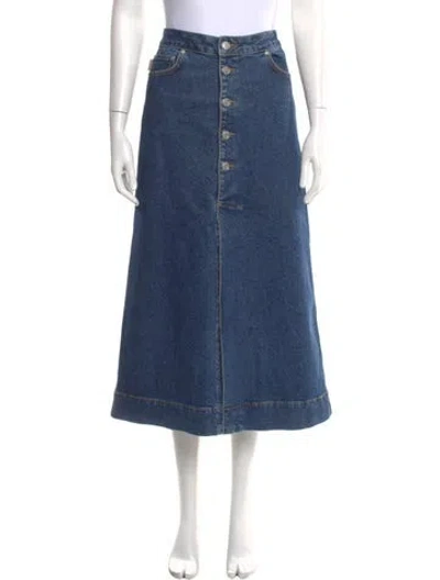 Pre-owned Ganni Midi Length Skirt In Blue