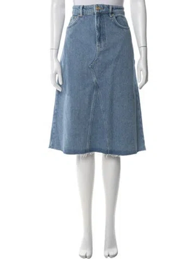 Pre-owned Ganni Midi Length Skirt In Blue