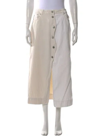Pre-owned Ganni Midi Length Skirt In White