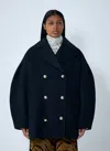 Ganni Midi Peacoat In Blue