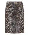 Ganni Denim Animalier Skirt In Brown