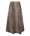 Ganni Womens Leopard Shirred-waist Leopard-pattern Regular-fit Organic-cotton Maxi Skirt In Brown