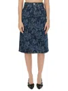 Ganni Lazer Cotton Denim Midi Skirt In Denim