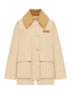 Ganni Midi Twill Jacket In Neutral