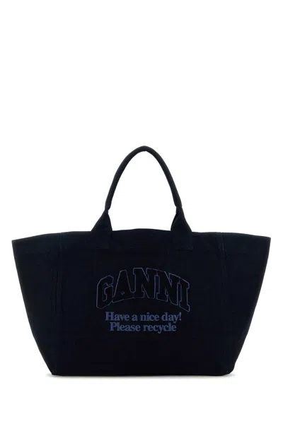 Ganni Midnight Blue Denim Shopping Bag