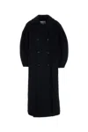 Ganni Double-breasted Wool-blend Peacoat In Blue
