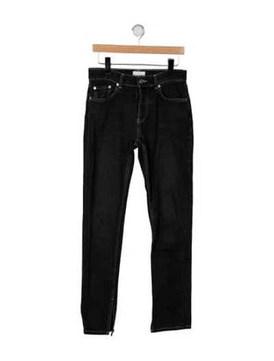 Pre-owned Ganni Mid-rise Straight Leg Jeans In Black