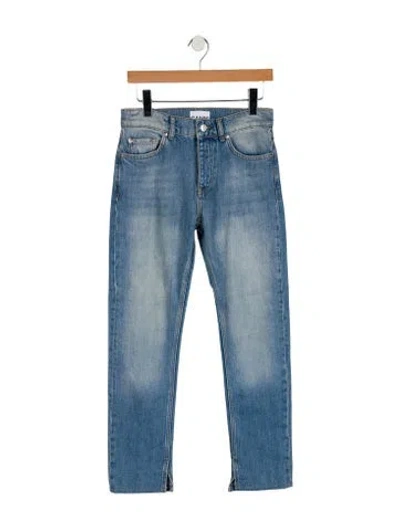 Pre-owned Ganni Mid-rise Straight Leg Jeans In Blue