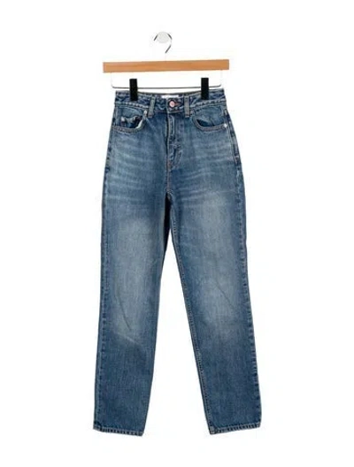 Pre-owned Ganni Mid-rise Straight Leg Jeans In Blue