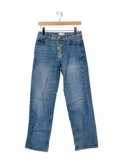 Pre-owned Ganni Mid-rise Straight Leg Jeans In Blue