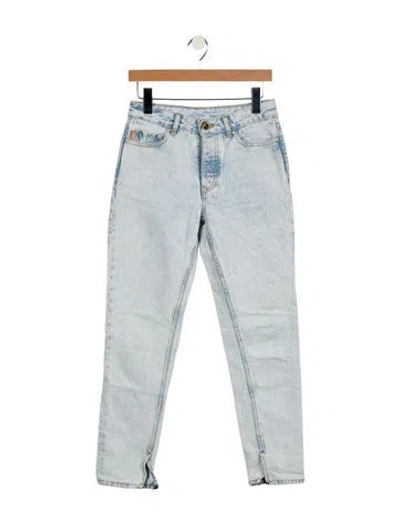 Pre-owned Ganni Mid-rise Straight Leg Jeans In Blue