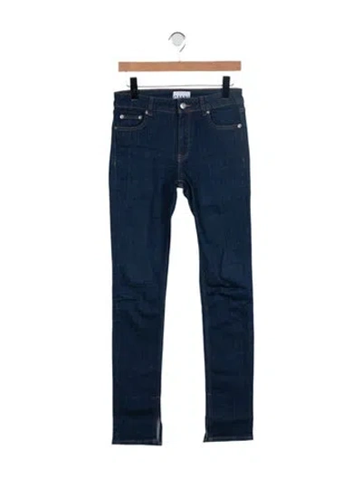 Pre-owned Ganni Mid-rise Straight Leg Jeans In Blue