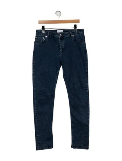 Pre-owned Ganni Mid-rise Straight Leg Jeans In Blue