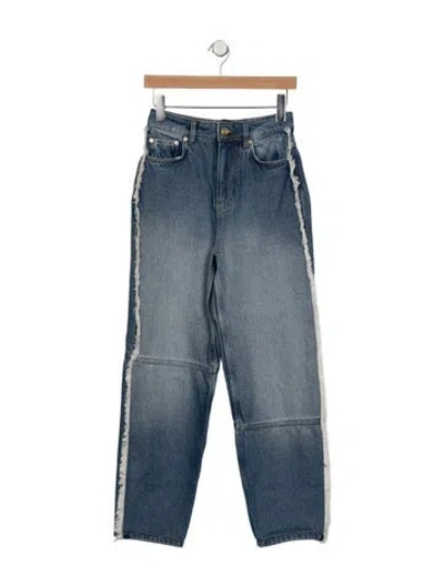Pre-owned Ganni Mid-rise Straight Leg Jeans In Blue