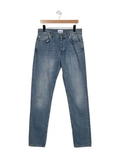 Pre-owned Ganni Mid-rise Straight Leg Jeans In Blue