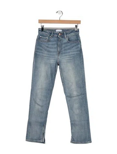 Pre-owned Ganni Mid-rise Straight Leg Jeans In Blue