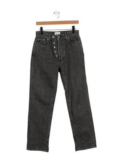 Pre-owned Ganni Mid-rise Straight Leg Jeans In Gray