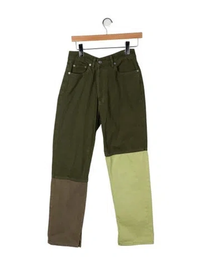 Pre-owned Ganni Mid-rise Straight Leg Jeans In Green