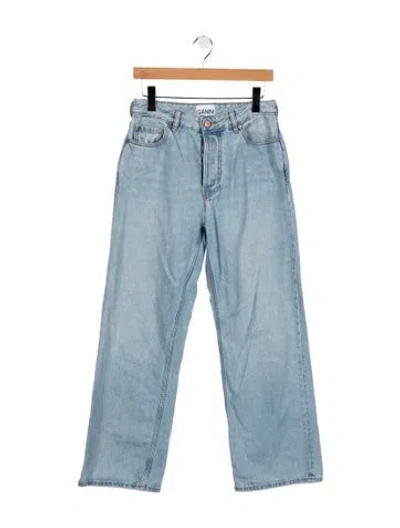 Pre-owned Ganni Mid-rise Wide Leg Jeans In Blue