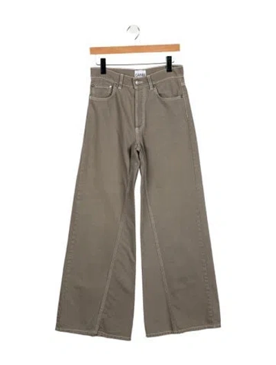 Pre-owned Ganni Mid-rise Wide Leg Jeans In Gray