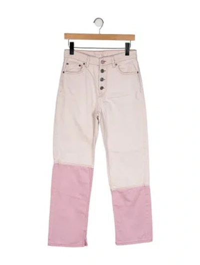 Pre-owned Ganni Mid-rise Wide Leg Jeans In Pink