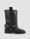Ganni Biker Tubular Mid Shaft Boot Shoes In Black