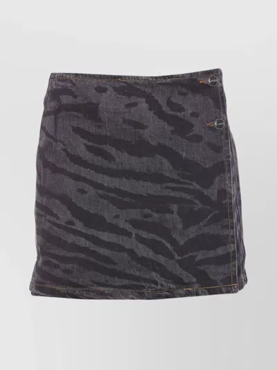 GANNI MINI ANIMAL PRINT SKIRT WITH BUTTON DETAIL