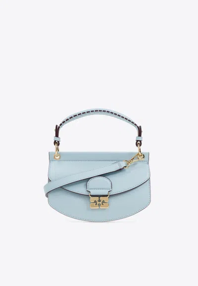 Ganni Mini Apo-g Top Handle Bag In Blue