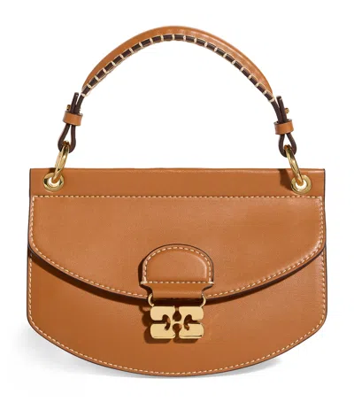 Ganni Mini Apo-g Top-handle Bag In Brown