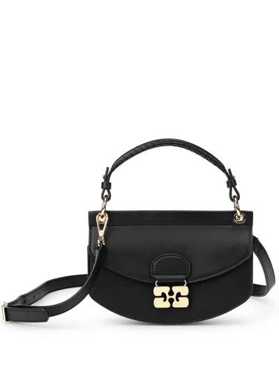 Ganni Womens Black Apo-g Mini Leather-blend Top-handle Bag