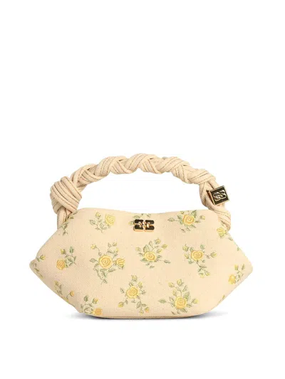 Ganni Mini  Bag In Ivory Tela In White