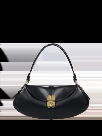Ganni Mini Baguette Shoulder Handbag In Black