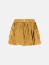 Ganni Mini Balloon Skirt In Beige Washed Cotton In Sand