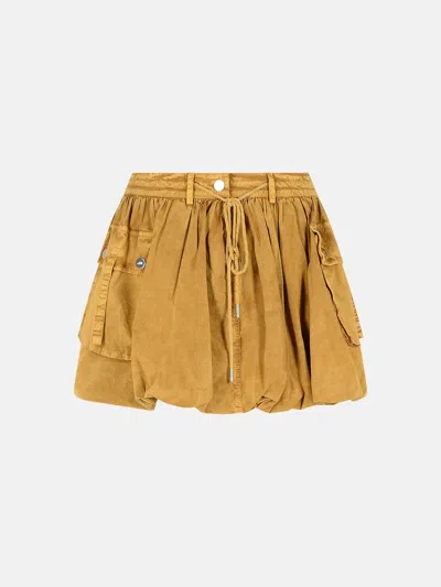 Ganni Mini Balloon Skirt In Beige Washed Cotton In Sand